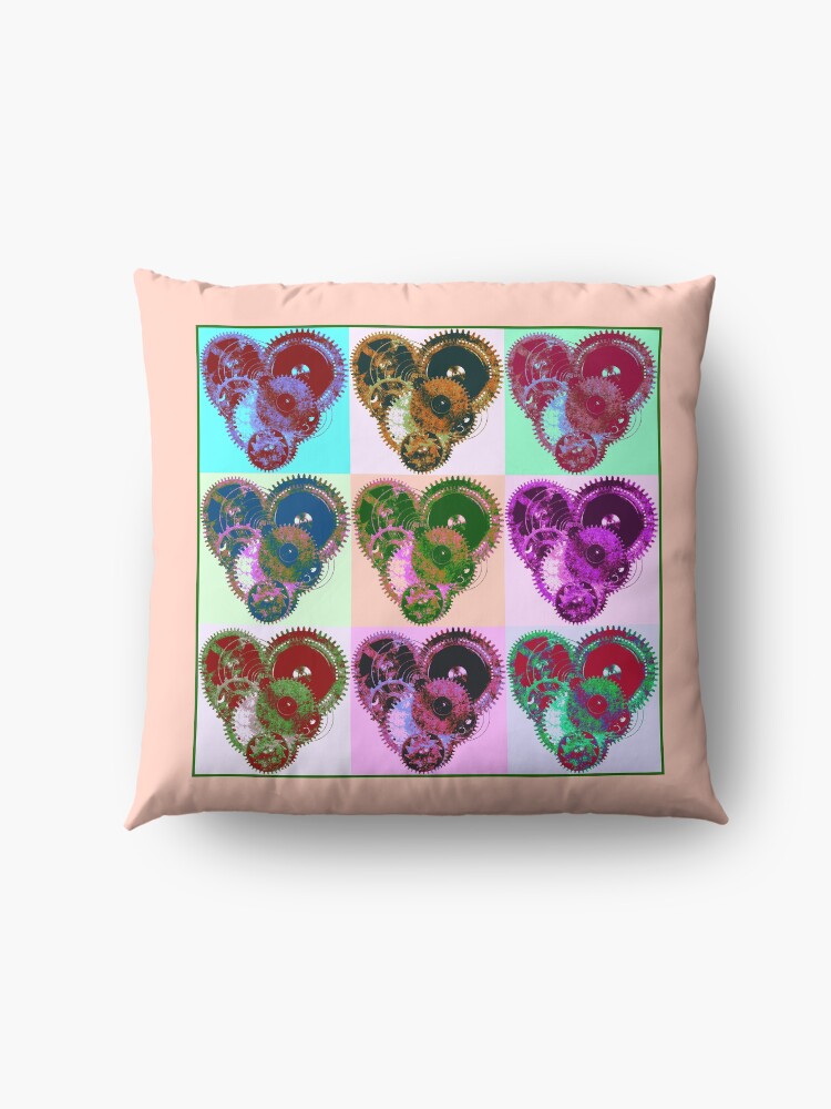 Alternate view of Steampunk 'Pop-Heart' Pop Art Floor Pillow