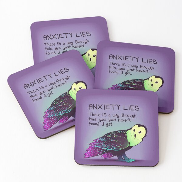 Item preview, "ANXIETY LIES" Sparkle Neon Owl designed and sold by thelatestkate.