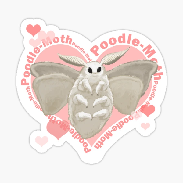 Fluffy Poodle Moth and Pink Lemonade Moth Sticker Set of 2 / Rosy Maple Moth  Sticker / Fluffy Moth Sticker / Laptop Sticker / Vinyl Stickers 