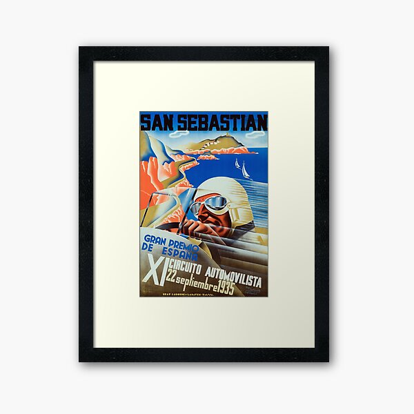 San Sebastian Spanish Grand Prix 1935 - Vintage Poster Framed Art Print