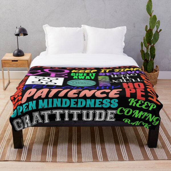 Spiritual Principles of 12 Step Recovery Program NA AA Throw Blanket