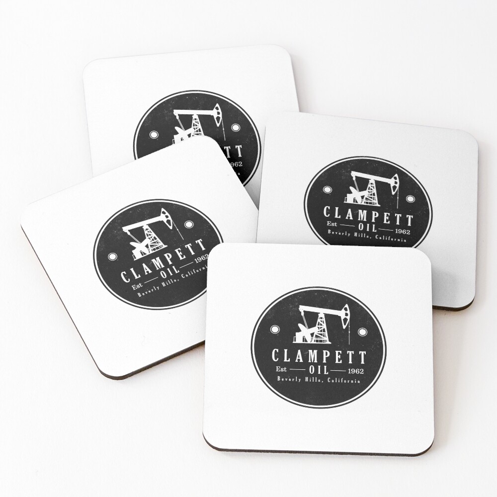 Clampett Oil logo - inspired by the Beverly Hillbillies Coasters (Set of 4)