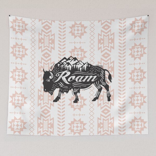 Item preview, Roam Buffalo, Southwest Salmon Color Background designed and sold by MyMaxDesign.