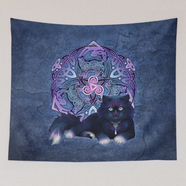 Item preview, Celtic Fluffy Black Cat designed and sold by Brigid Ashwood.