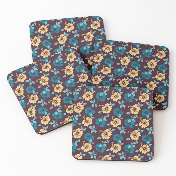 Item preview, Plants pattern / Hawaiian flowers: turquoise and gold designed and sold by oceanys.