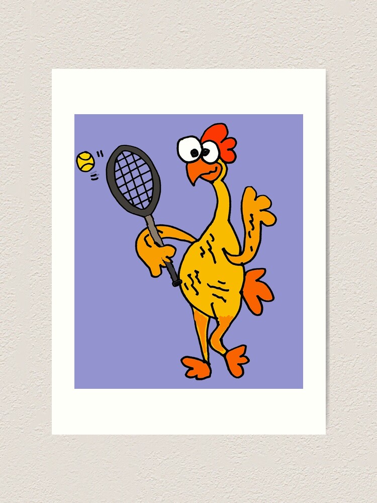 Lámina artística «Pollo de goma divertido jugando tenis dibujos animados»  de naturesfancy | Redbubble