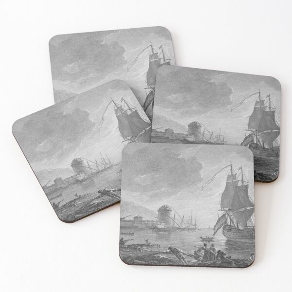 Item preview, Fishermen at Work - Old black and white art painting designed and sold by ClassicalHollow.