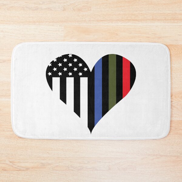Item preview, Police, Military and Fire Heart Flag  designed and sold by CM-PD.