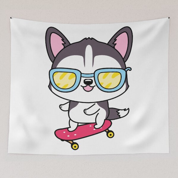 Item preview, Skateboarding Husky  designed and sold by johnnybside.