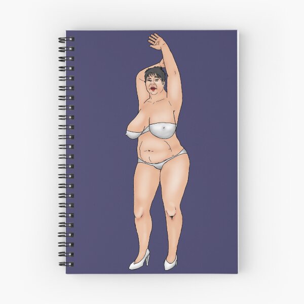 Aperçu de l'œuvre BBW en surpoids, femme aux cheveux courts en bikini blanc créée et vendue par PinUpsandPulp.