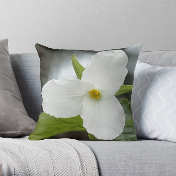 Trillium Flower Photo Square  Throw Pillow