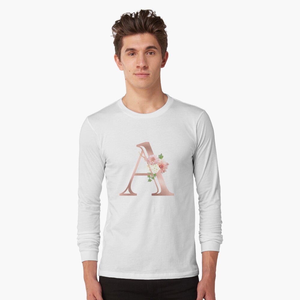 Letter A Rose Gold Flower Monogram  Essential T-Shirt for Sale by