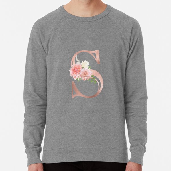 Letter A Rose Gold Flower Monogram  Lightweight Sweatshirt for