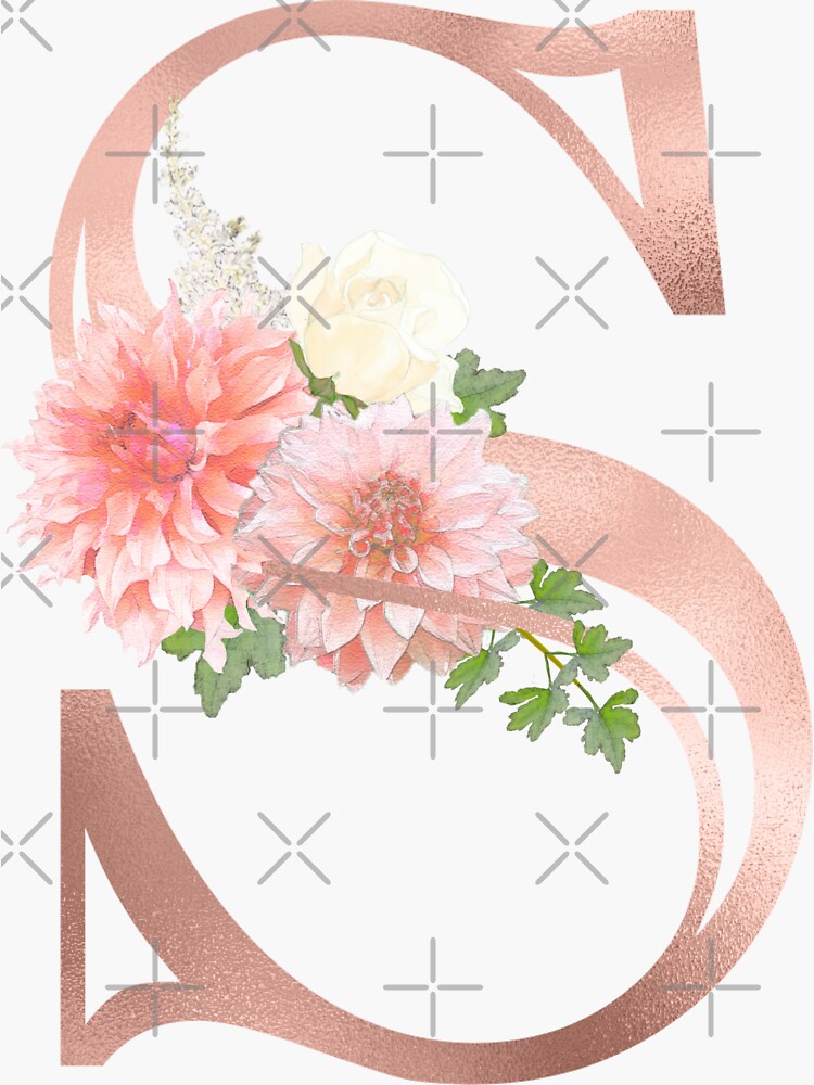 Feminine monogram rose gold logo letter a and b with flowers