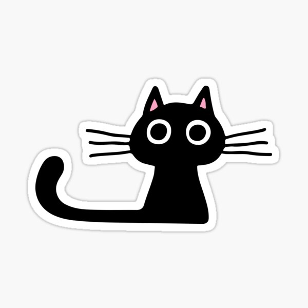 Cutie Kitty Cat Wide Eyed Black Kitten Sticker