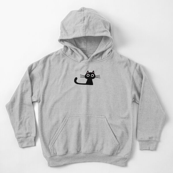 Cutie Kitty Cat Wide Eyed Black Kitten Kids Pullover Hoodie