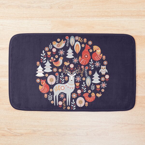 Item preview, Fairy-tale forest. Foxes, deer, birds, owls,  flowers and herbs on a blue background.  designed and sold by Skaska.