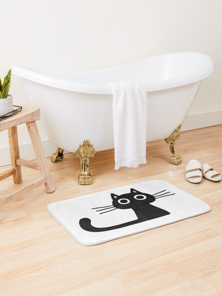 Thumbnail 2 of 6, Bath Mat, Cutie Kitty Cat Wide Eyed Black Kitten designed and sold by ShortCoffee.