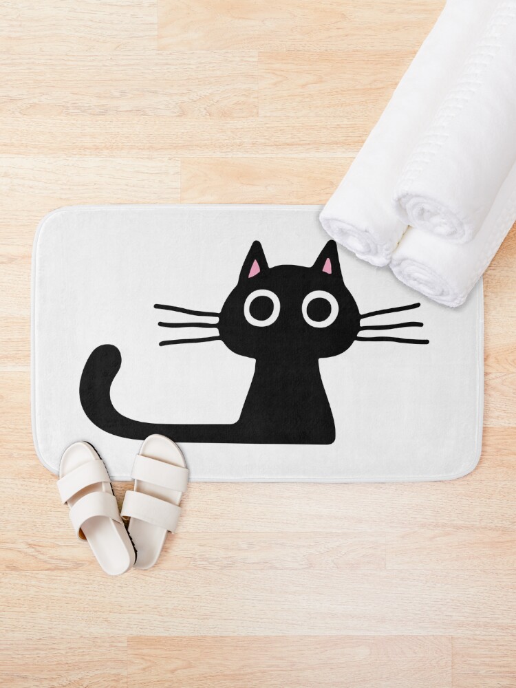 Thumbnail 1 of 6, Bath Mat, Cutie Kitty Cat Wide Eyed Black Kitten designed and sold by ShortCoffee.
