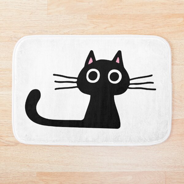 Cutie Kitty Cat Wide Eyed Black Kitten Bath Mat