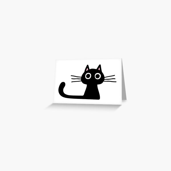 Cutie Kitty Cat Wide Eyed Black Kitten Greeting Card