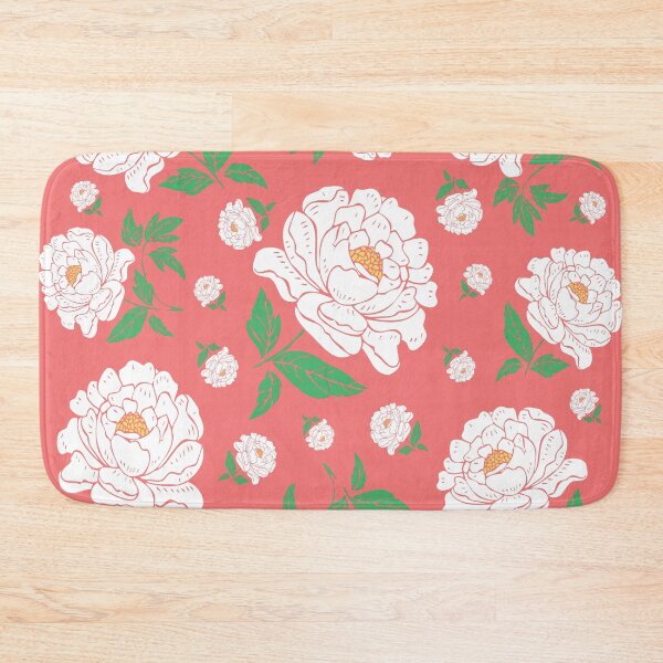Item preview, White Peonies on Living Coral designed and sold by Rockett Graphics.