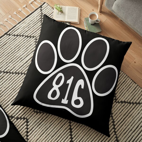 Hand Drawn Paw Missouri State 816 Area Code Floor Pillow