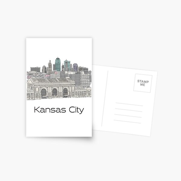 Hand Drawn Kansas City Skyline Postcard