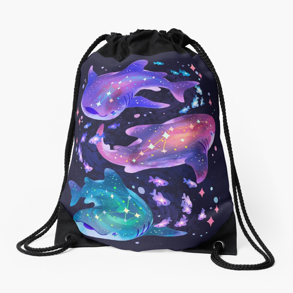 Cosmic Whale Shark Drawstring Bag