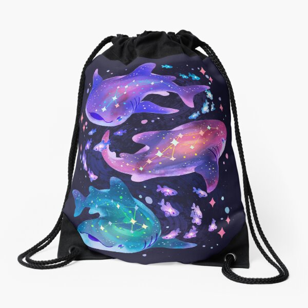 Cosmic Whale Shark Drawstring Bag