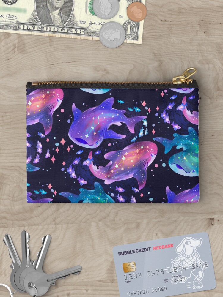 Thumbnail 3 of 4, Zipper Pouch, Cosmic Whale Shark designed and sold by Requinoesis.
