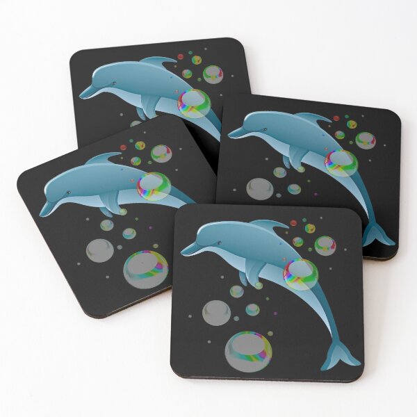 Item preview, DOLPHIN AND BUBBLES ON BLACK designed and sold by PetsandBeyond.