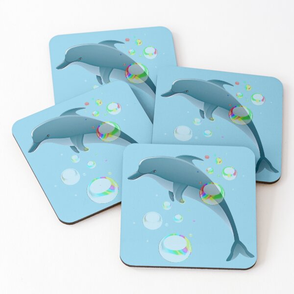 Item preview, DOLPHIN AND BUBBLES ON SKY BLUE designed and sold by PetsandBeyond.