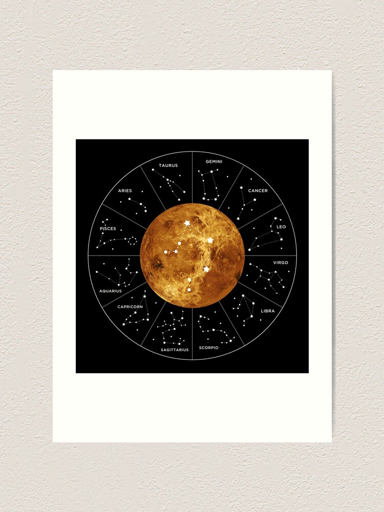 Zodiac Wall Art Set of 2 Girl on the Moon Print Personalized 