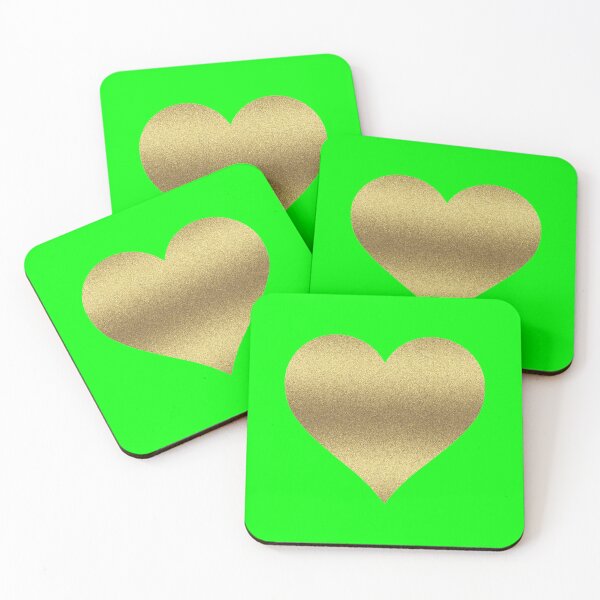 Item preview, GOLD GLITTER HEART ON GREEN designed and sold by PetsandBeyond.