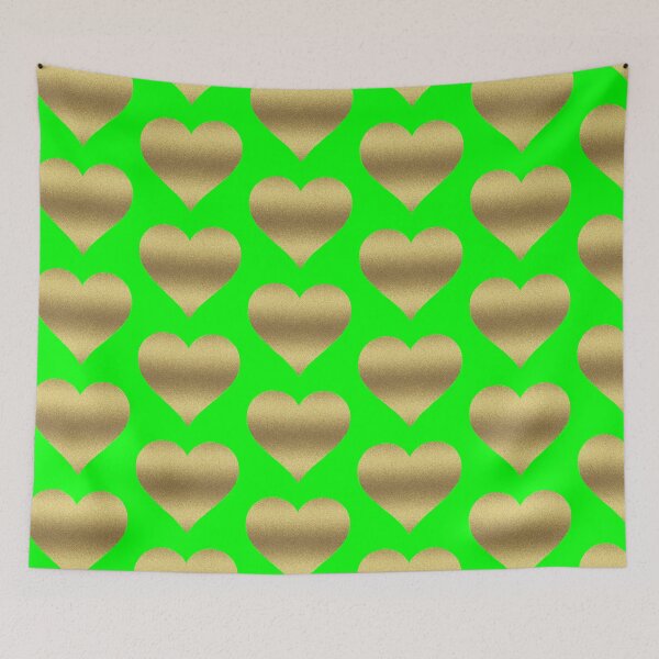 Item preview, GOLD GLITTER HEART ON GREEN designed and sold by PetsandBeyond.