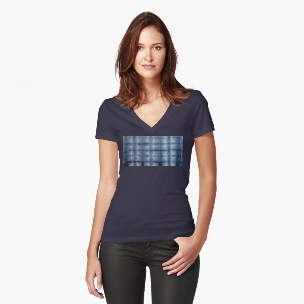 SKU546 Shibori Style - Blue Denim 2 Fitted V-Neck T-Shirt