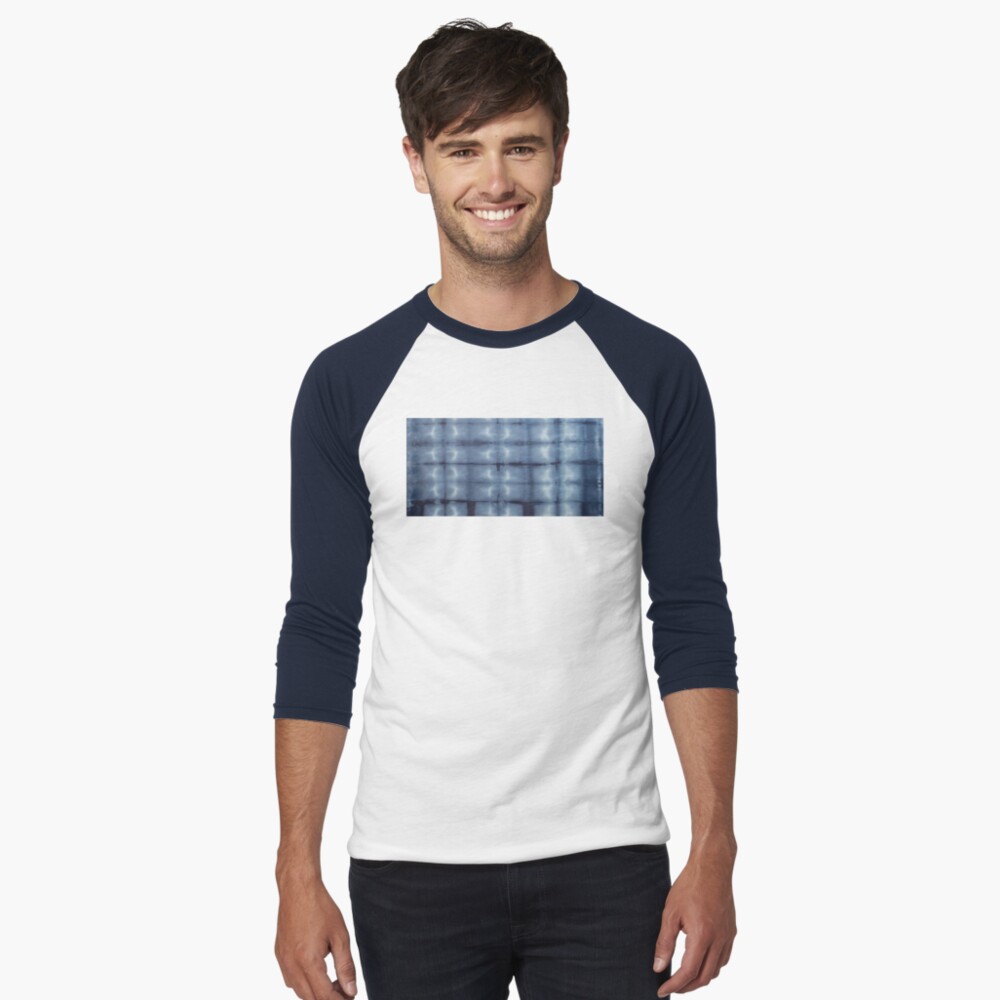 SKU546 Shibori Style - Blue Denim 2 Baseball ¾ Sleeve T-Shirt