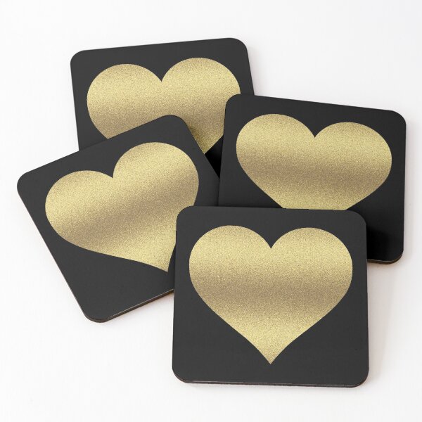 Item preview, GOLD GLITTER HEART ON BLACK designed and sold by PetsandBeyond.