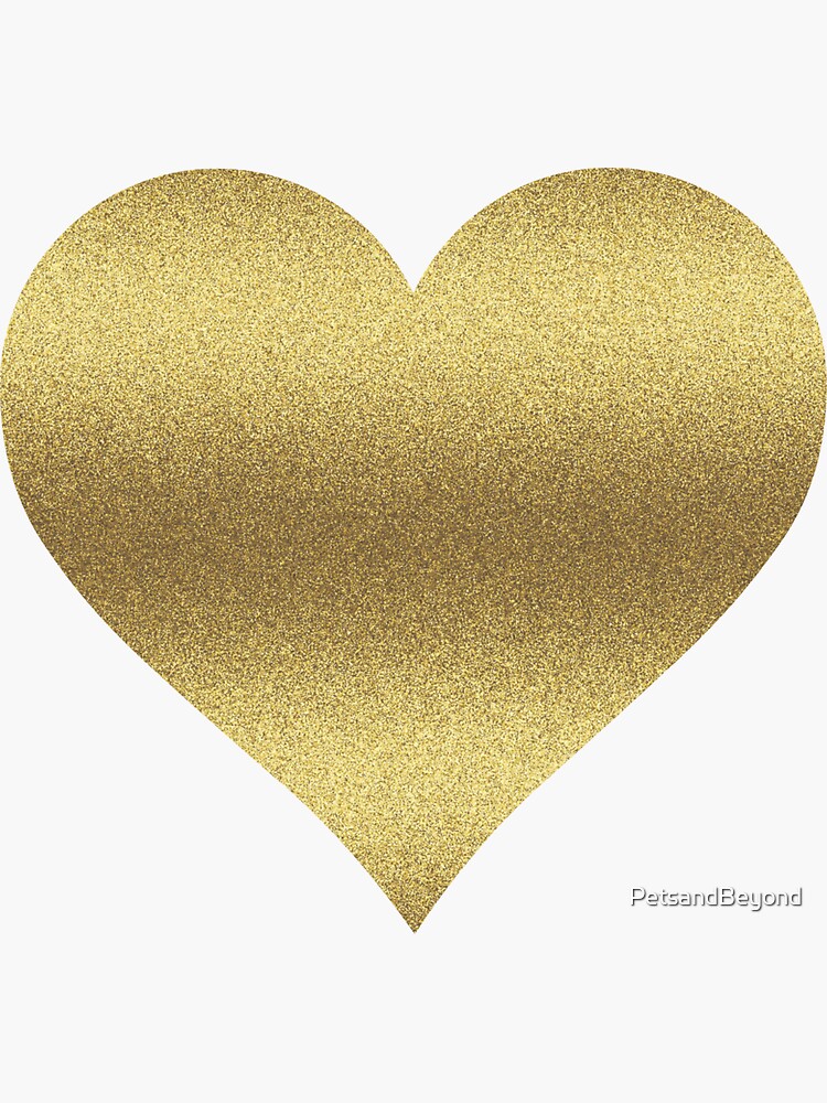 GOLD GLITTER HEART ON CLASSIC ROSE Sticker for Sale by PetsandBeyond