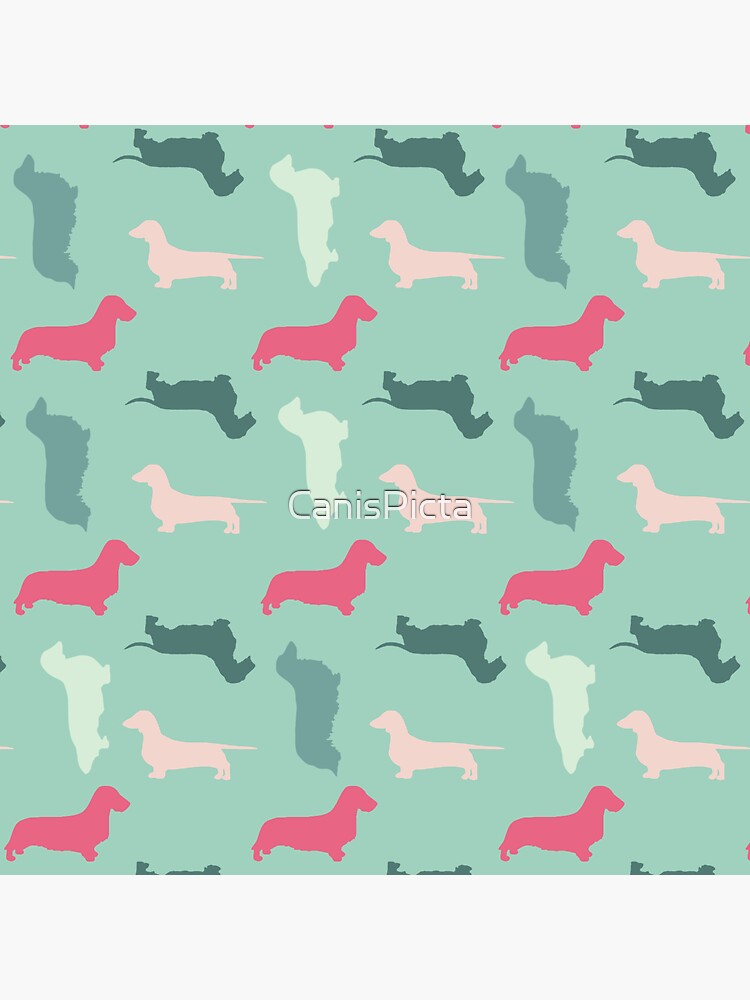 Thumbnail 3 of 3, Sticker, "Frosty" Dachshund Pattern designed and sold by CanisPicta.