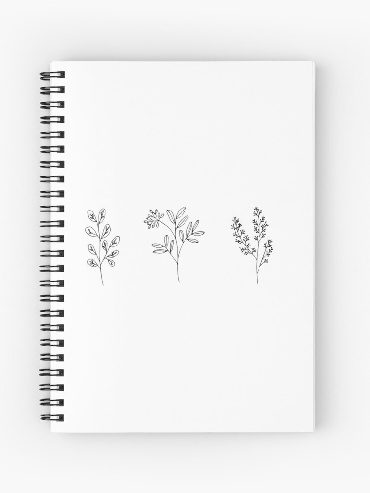 Handdrawn Wildflower Stickers Spiral Notebook for Sale by