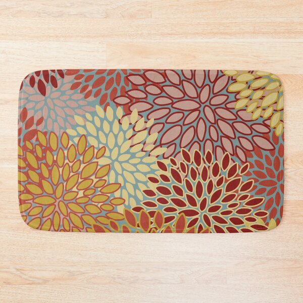Item preview, Floral Print Pattern, Red, Yellow, Gold, Orange, Teal  designed and sold by meggydesigns.