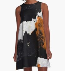 Minimal Orange on Black A-Line Dress