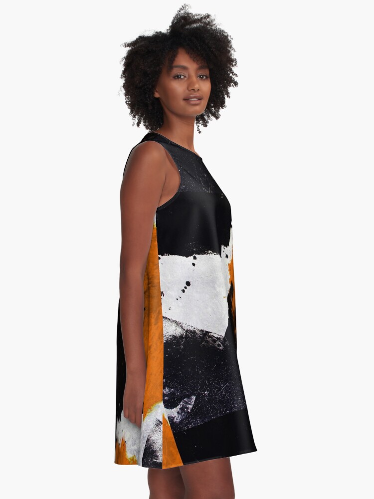 Alternate view of Minimal Orange on Black A-Line Dress