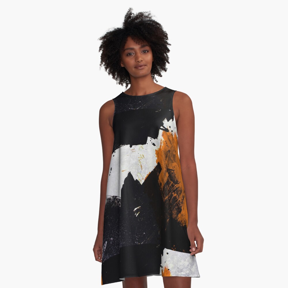 Minimal Orange on Black A-Line Dress