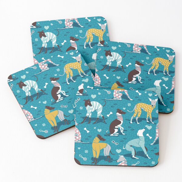 Item preview, Greyhounds dogwalk // turquoise background designed and sold by SelmaCardoso.