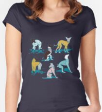 Greyhounds dogwalk // turquoise background Fitted Scoop T-Shirt