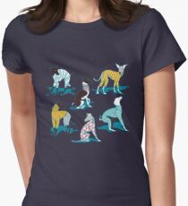 Greyhounds dogwalk // turquoise background Fitted T-Shirt