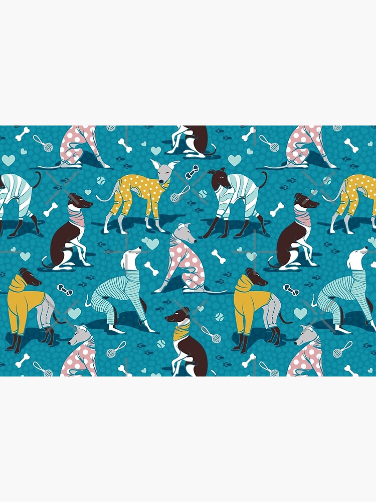 Greyhounds dogwalk // turquoise background by SelmaCardoso